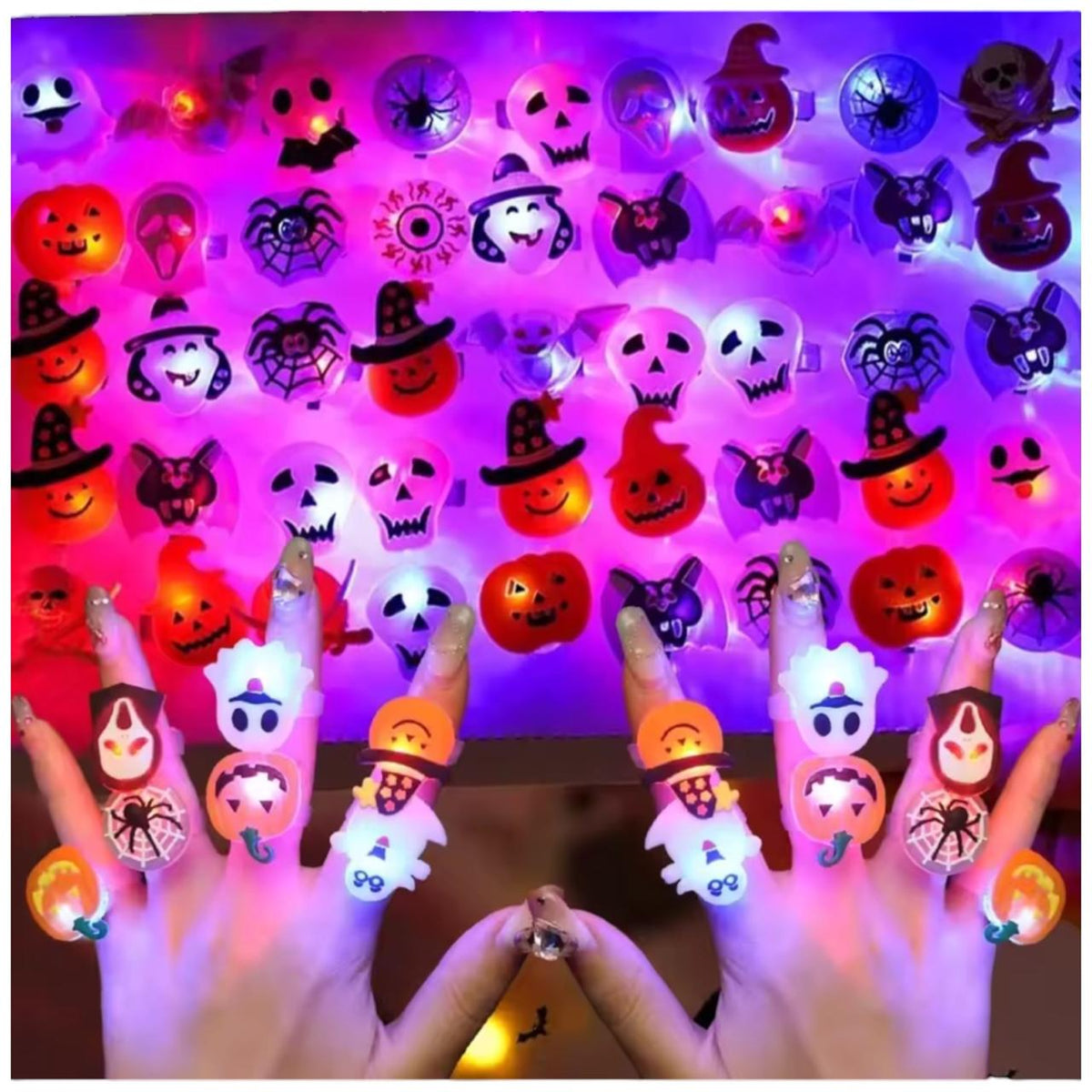 Variedad de diseños de anillos LED Halloween