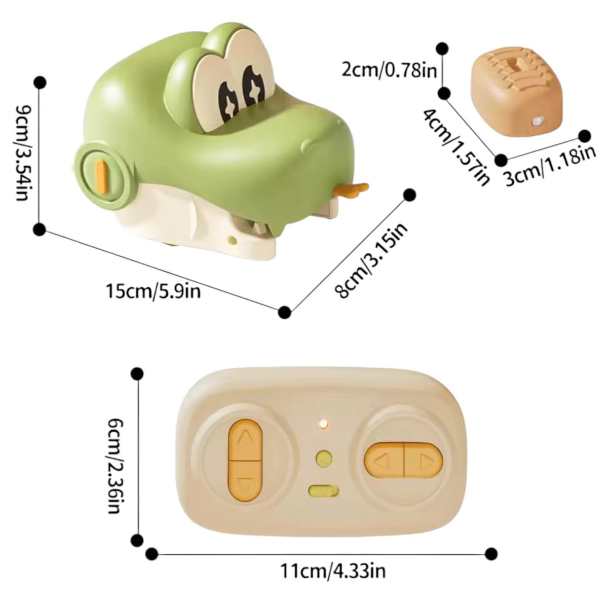 Medidas del Cocodrilo RC y control remoto